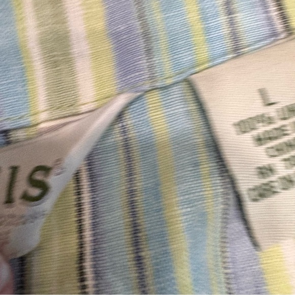 ORVIS Multicolor Stripe 100% Linen Sleeveless Button Down Vest Top Size Large - Picture 7 of 9